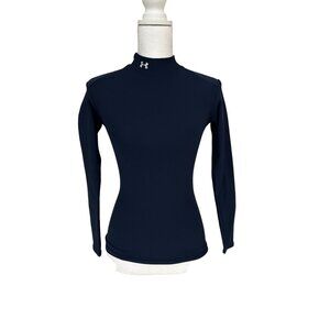 Under Armour New Womens Coldear Mock Neck Long Sleeve Navy Blue Long Sleeve
